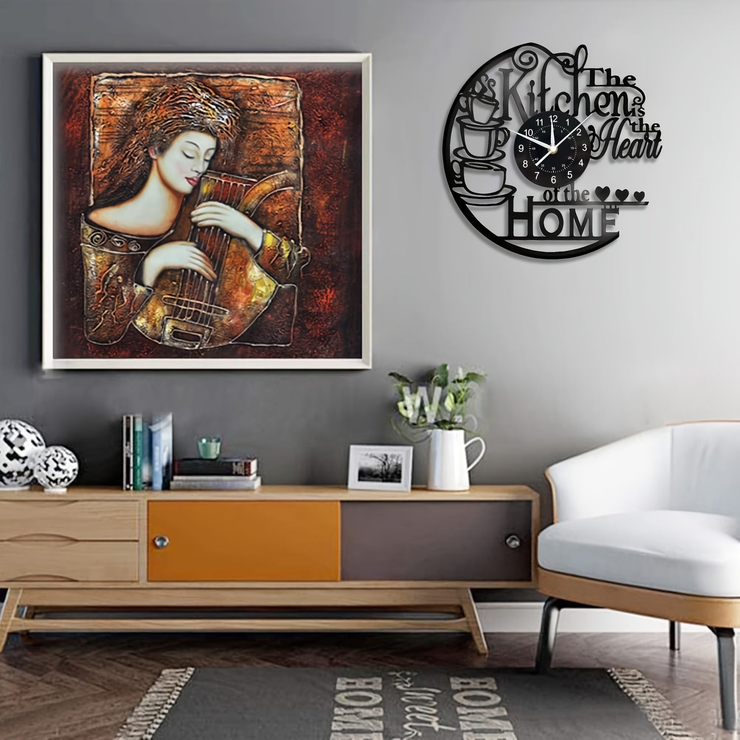 Vinyl Record Wall Clock - Silent Clock for Living Room, Bedroom, and Kitchen