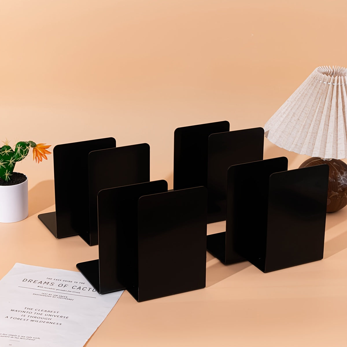 Conjunto de 8 Suportes de Livros em Forma de L - Material PP Durável, Organizador para Secretária e Estudantes