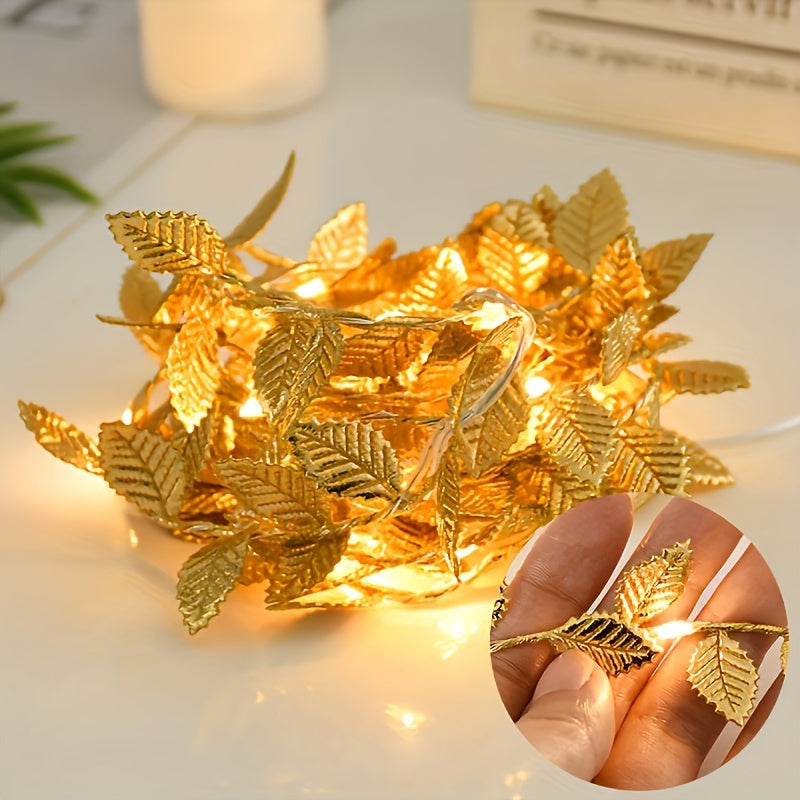 GoldenLeaf - Golden LED Leaf Fairy Lights for Indoor Decoration