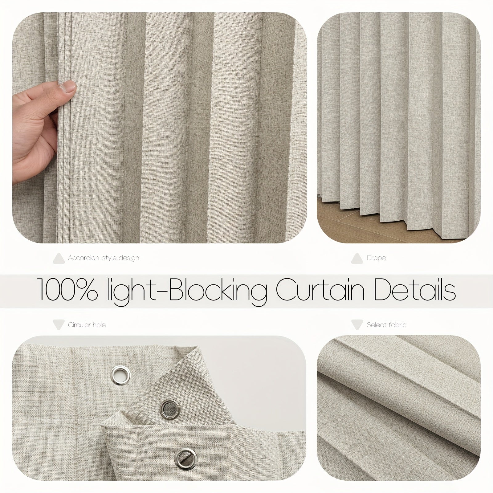 Classic Blackout Pleated Curtains - Striped Pleated Blinds for Bedroom and Doors