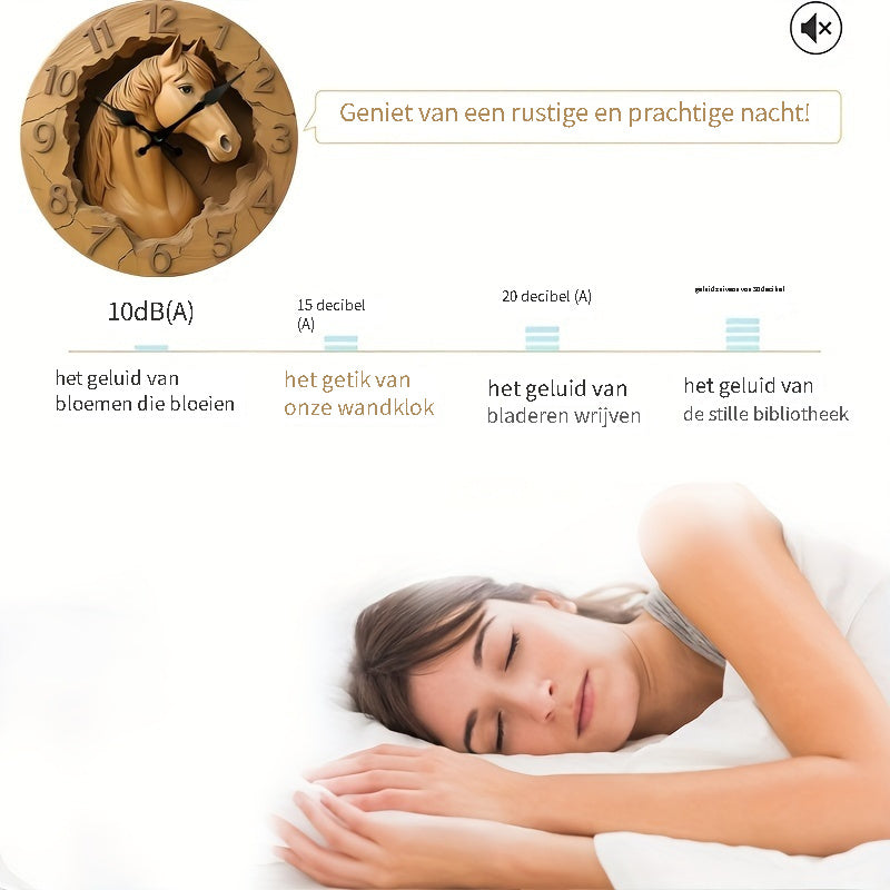 EquineElegance - Wooden Carved Silent Wall Clock
