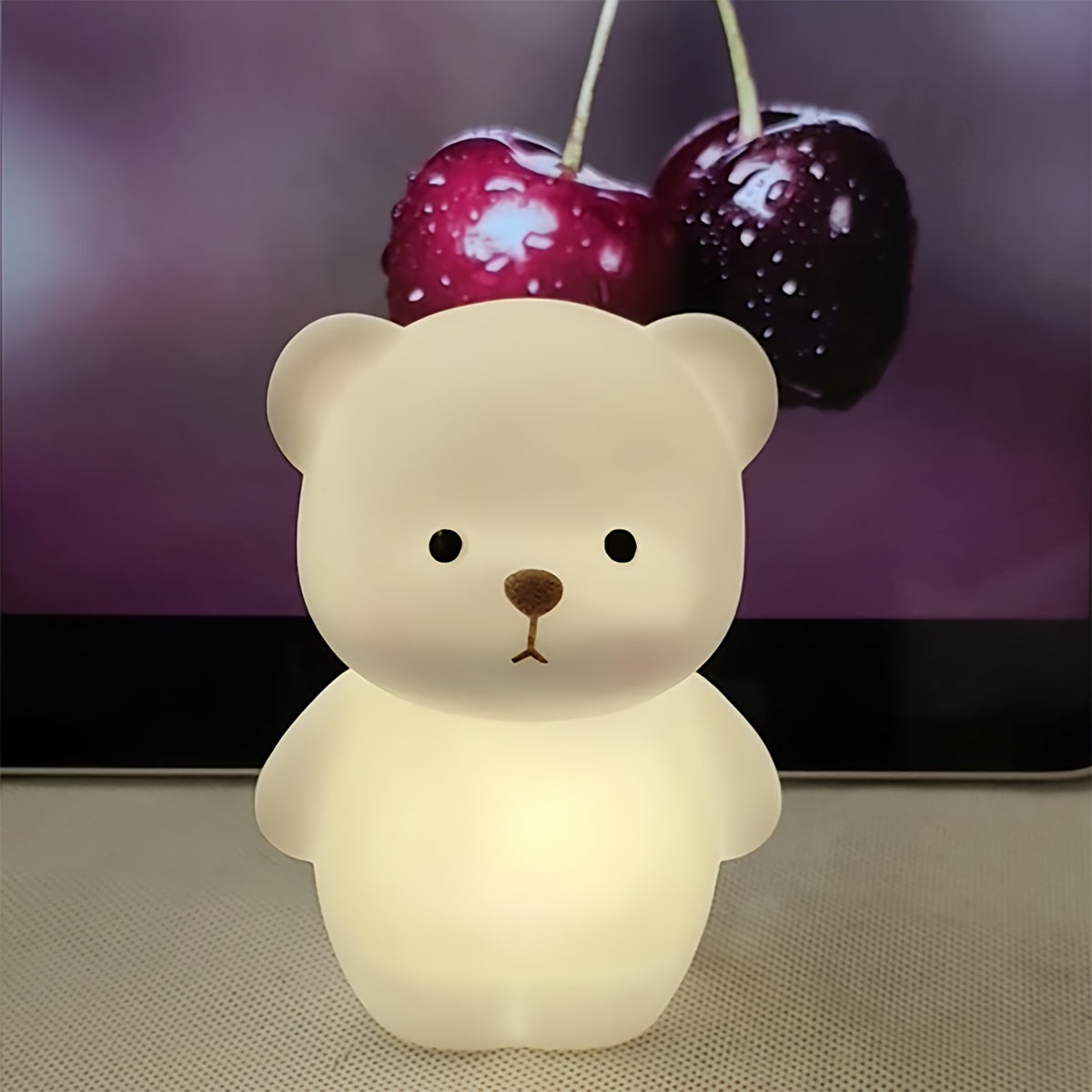 RusticBear - Candeeiro de noite independente em forma de urso com luz LED direcionável