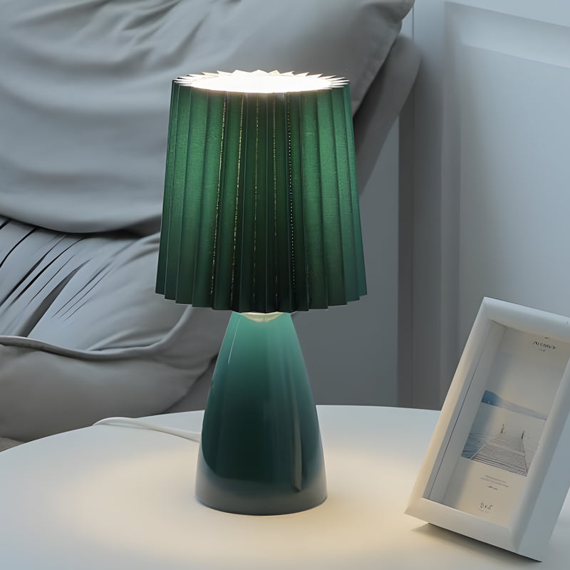 Lampada da tavolo plissettata - base in vetro e USB, dimmerabile 12''