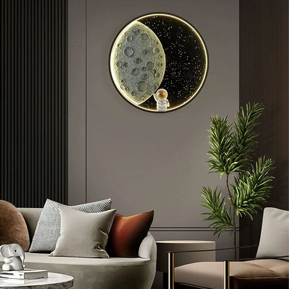 Elif Moderno Astronauta Maan Lampada da Parete LED Camera da Letto/Bambini Interno Metallo Dimmerabile