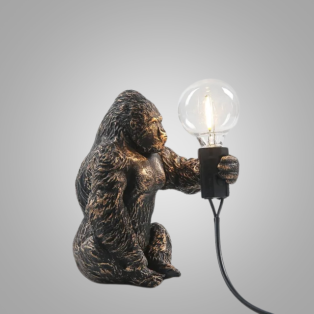 GorillaLux - Unique Gorilla Table Lamp | Modern Animal Lamp with Warm LED Lighting