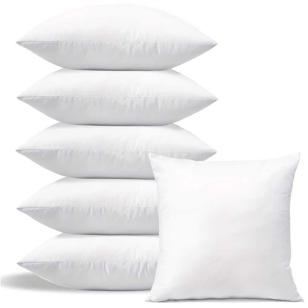 6 Pieces White Premium Waterproof Pillow Inserts - Soft, Durable Cushions for Sofa and Living Room Decoration