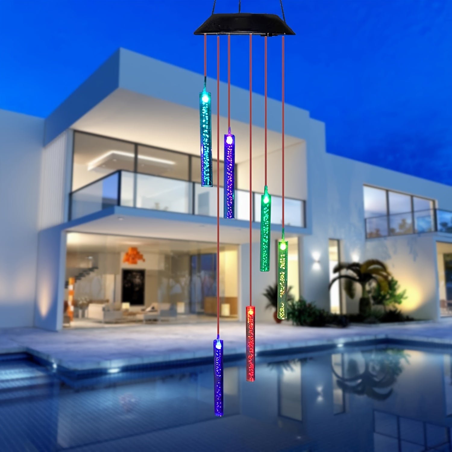 SolarChime - Campana de viento LED que cambia de color para exteriores