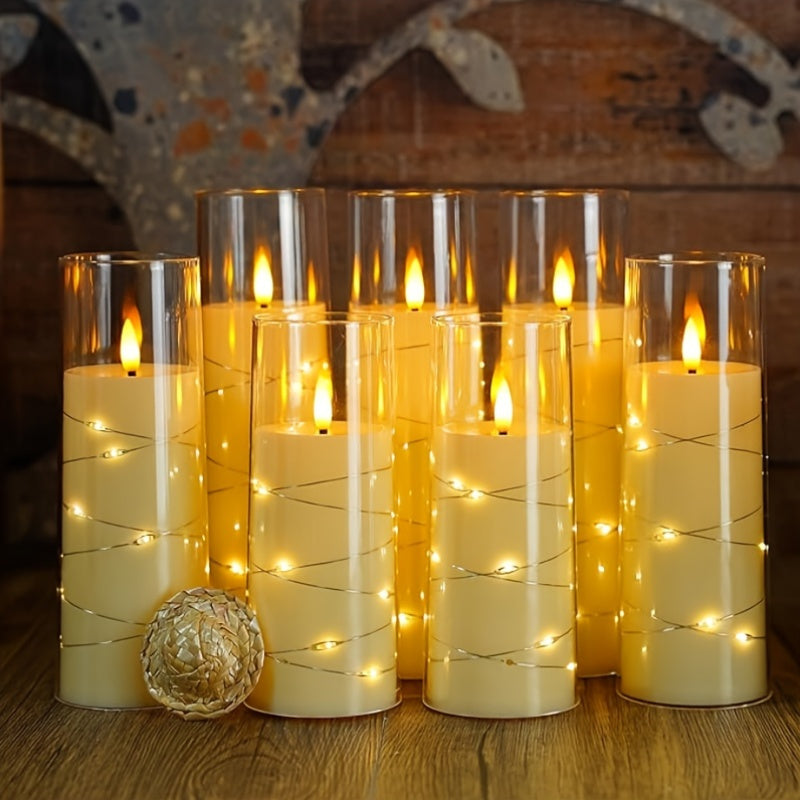 Conjunto de 3 Velas LED Românticas com Comando à Distância - Brilho Ajustável e Função de Temporizador, Ideal para Festas, Casamentos e Decoração de Hotel