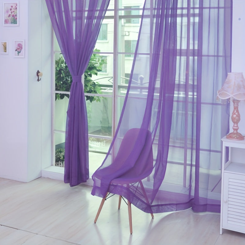 2 Pezzi Tende in Voile con Fiori - 200cm x 100cm Pannelli Trasparenti per Finestra con Occhielli, Leggeri e Lavabili