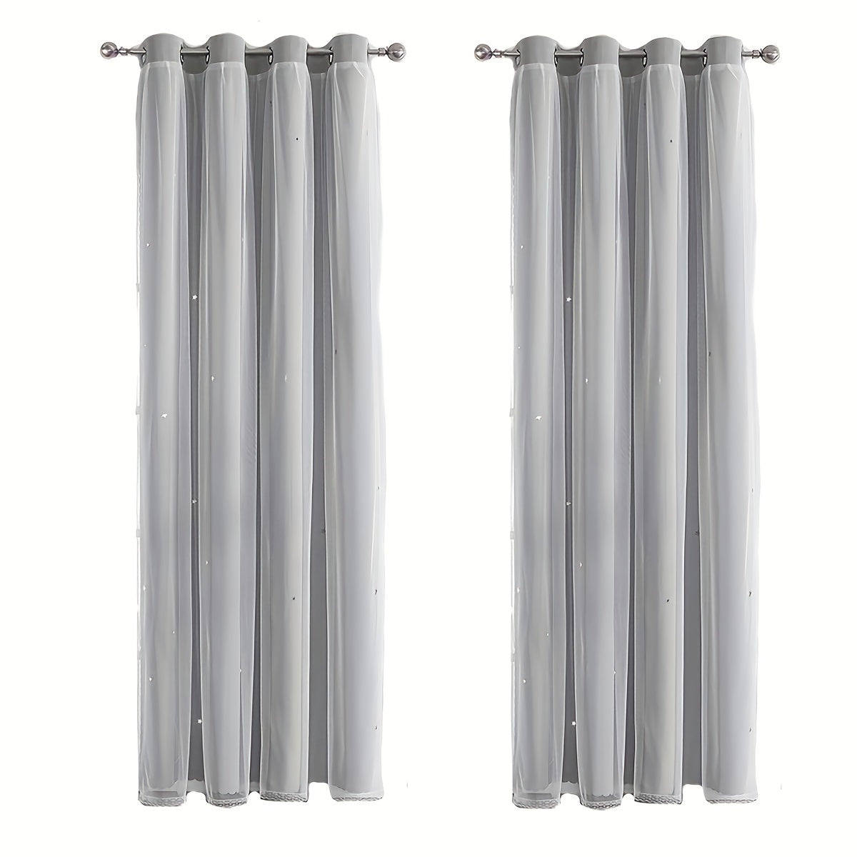 2-piece Set Romantic Double Layer Curtains - Semi-Blackout, Privacy Protecting