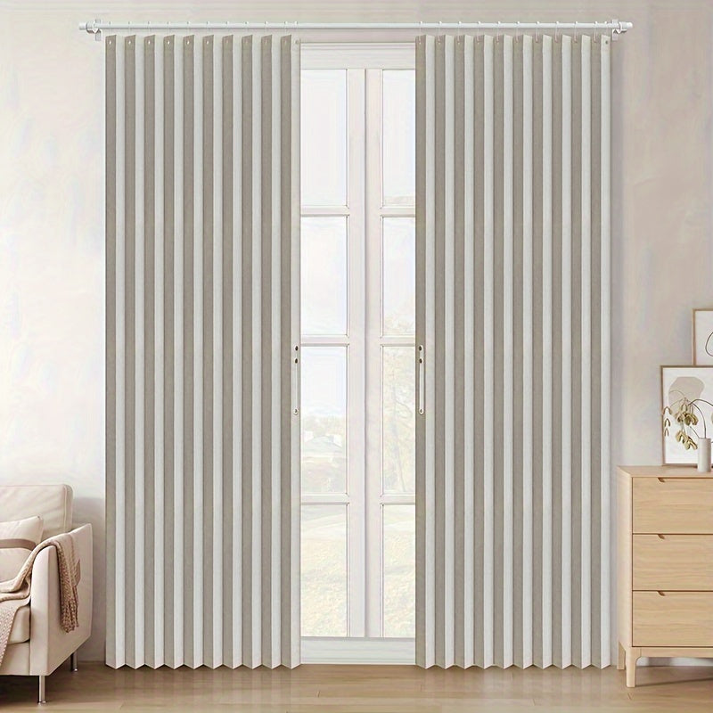 Classic Blackout Pleated Curtains - Striped Pleated Blinds for Bedroom and Doors