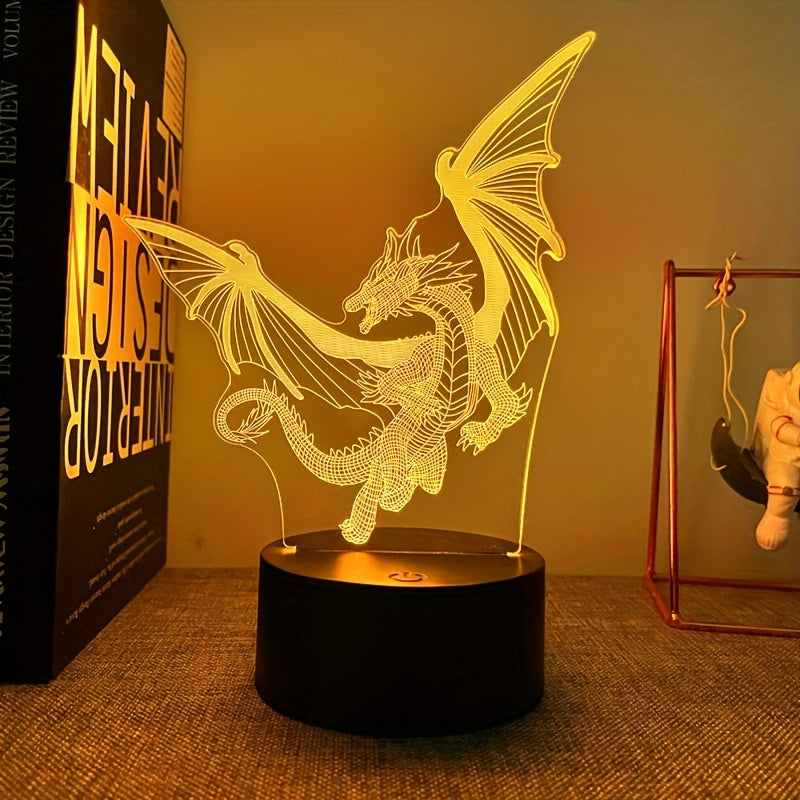 DinoLicht - Lámpara nocturna 3D de dinosaurio con control táctil, luz RGB