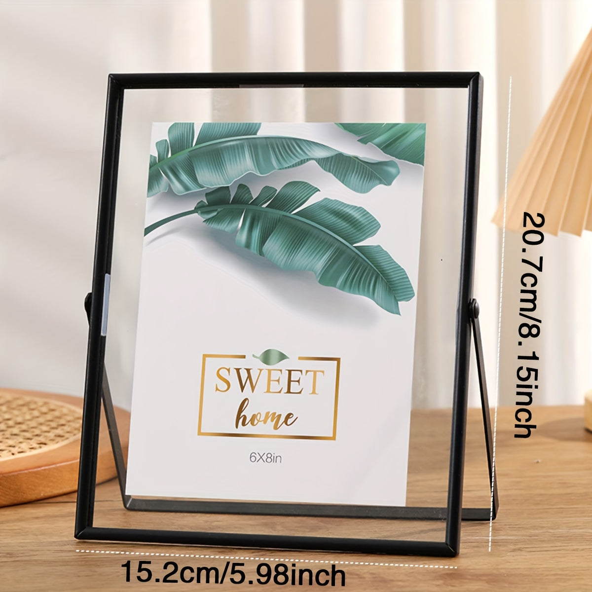 Elegante marco de fotos metálico - visualización de una sola foto de 10.16cm o 15.24cm, diseño moderno en dorado y negro para hogar y oficina