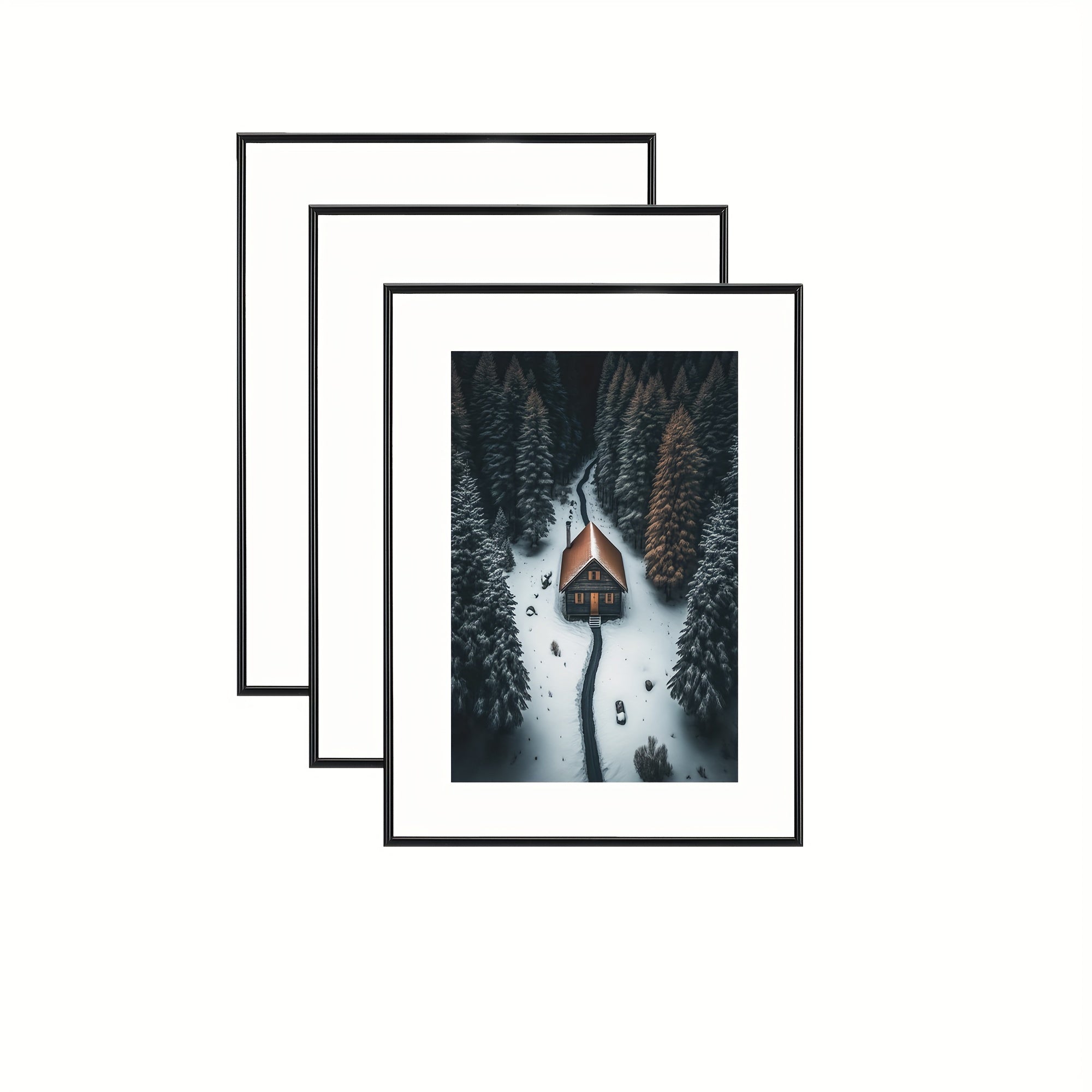 Set di Cornici per Foto a 3 Pezzi - Per Esposizione a Muro e su Tavolo, Ideale per Decorazioni per la Casa e Regali, Nera, Rettangolare
