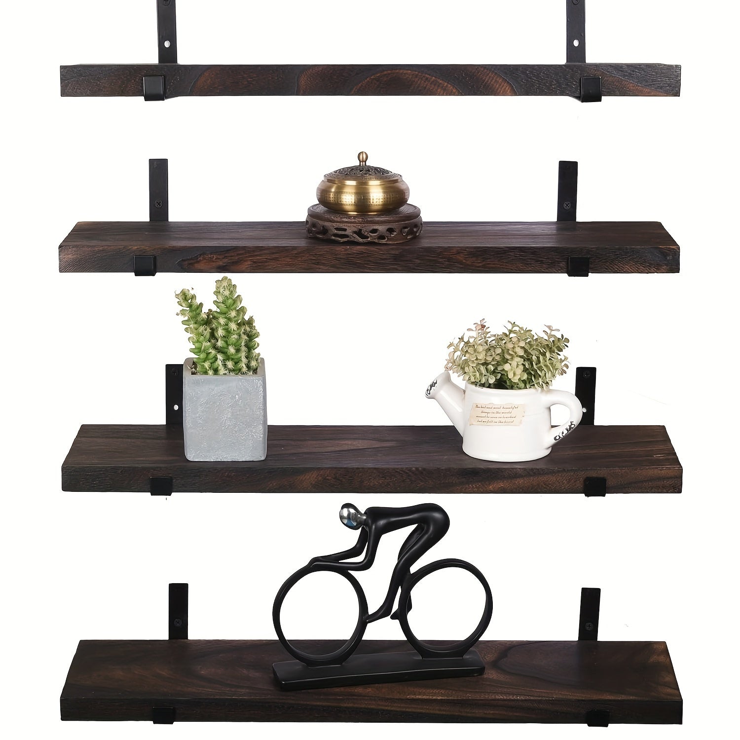 RusticShelf - Set Van 4 Zwevende Houten Wandplanken