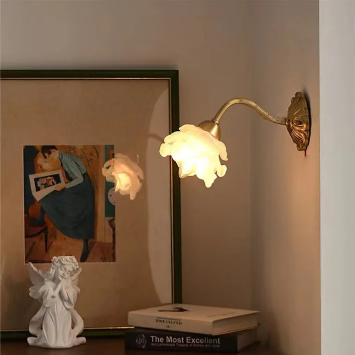BlossomGlow – Vintage Copper Petal Wall Lamp