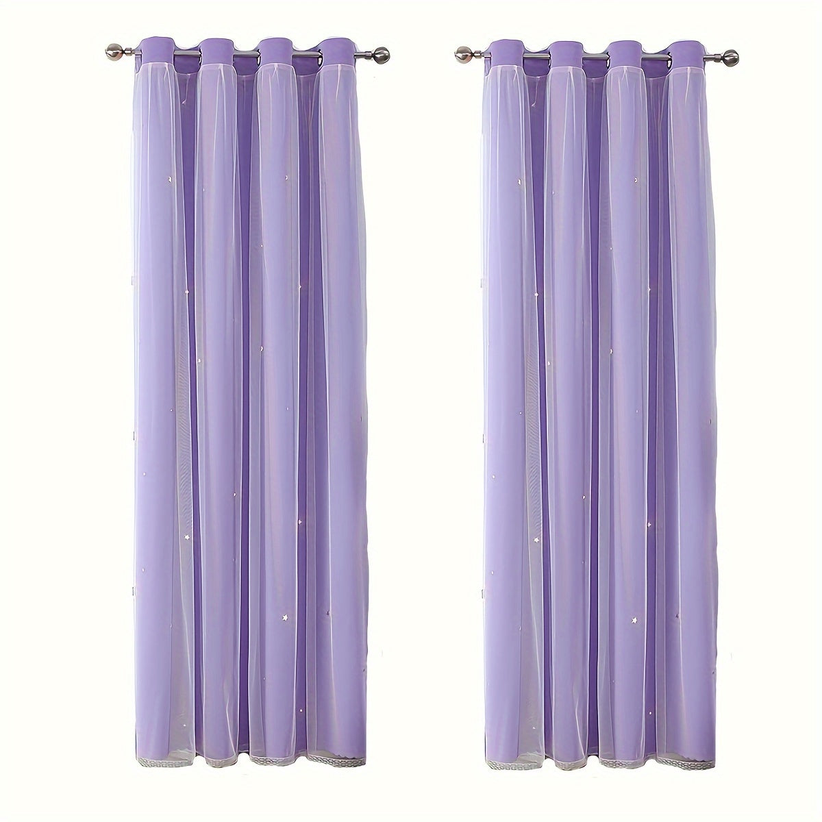 2-piece Set Romantic Double Layer Curtains - Semi-Blackout, Privacy Protecting