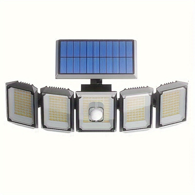 SolarGuard - Zonne-energie 5 Hoofden 300 LED Buitenlamp met Bewegingsmelder