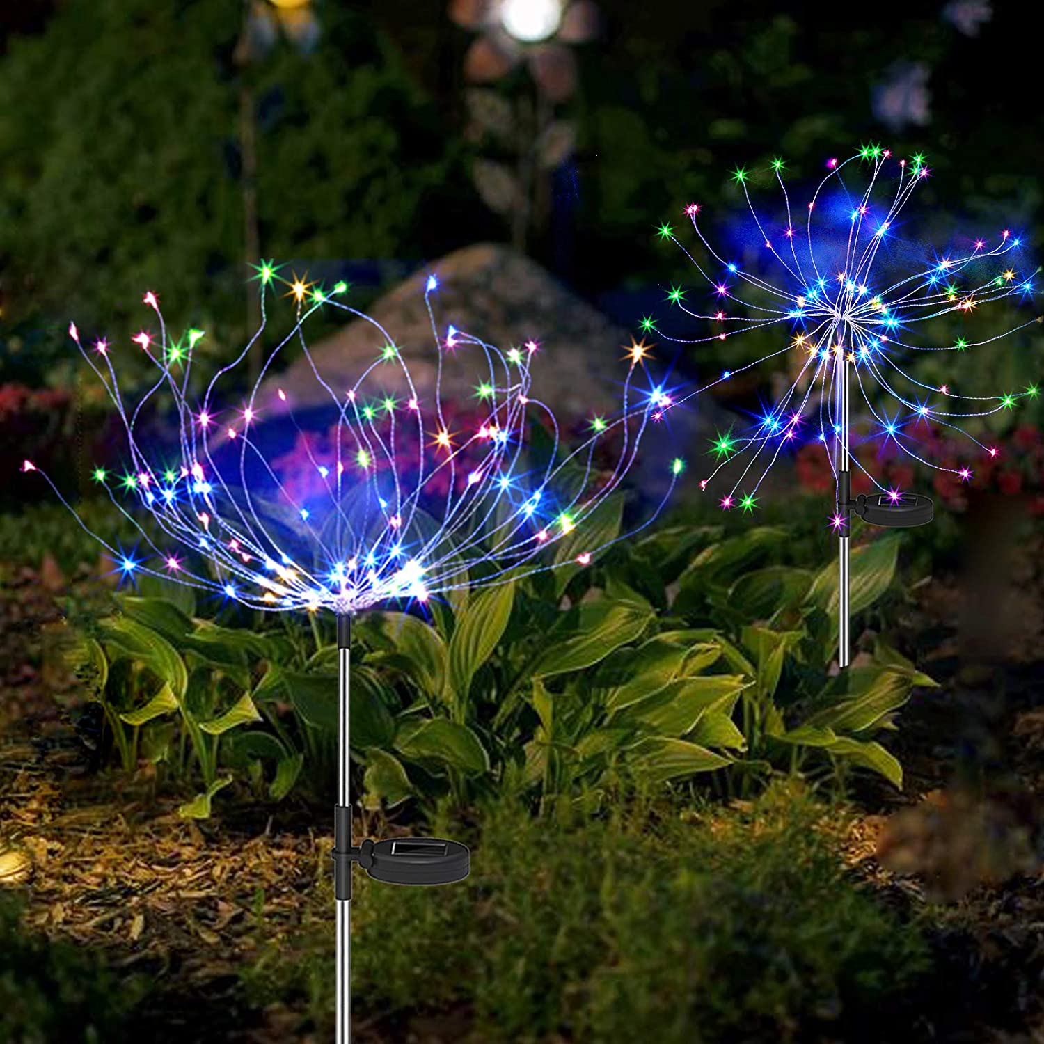 4 Pieces Outdoor Solar Garden Firework Lamps