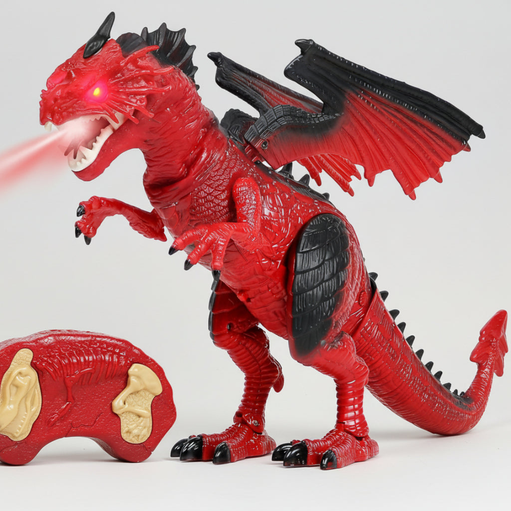 Brinquedo Dragão Controlo Remoto Luz Som Fumo