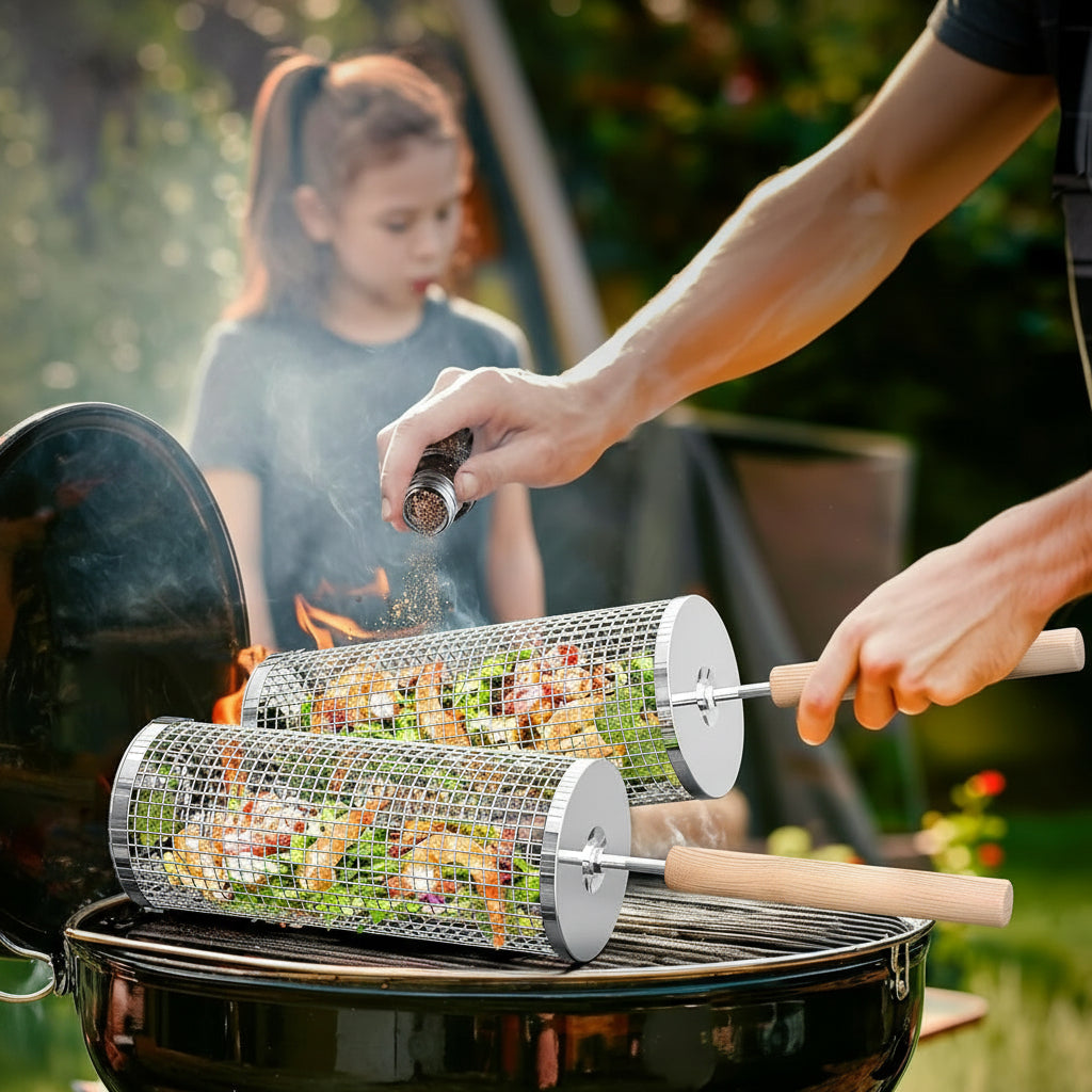 Grillmand Set 2 Pieces Wooden Handles BBQ