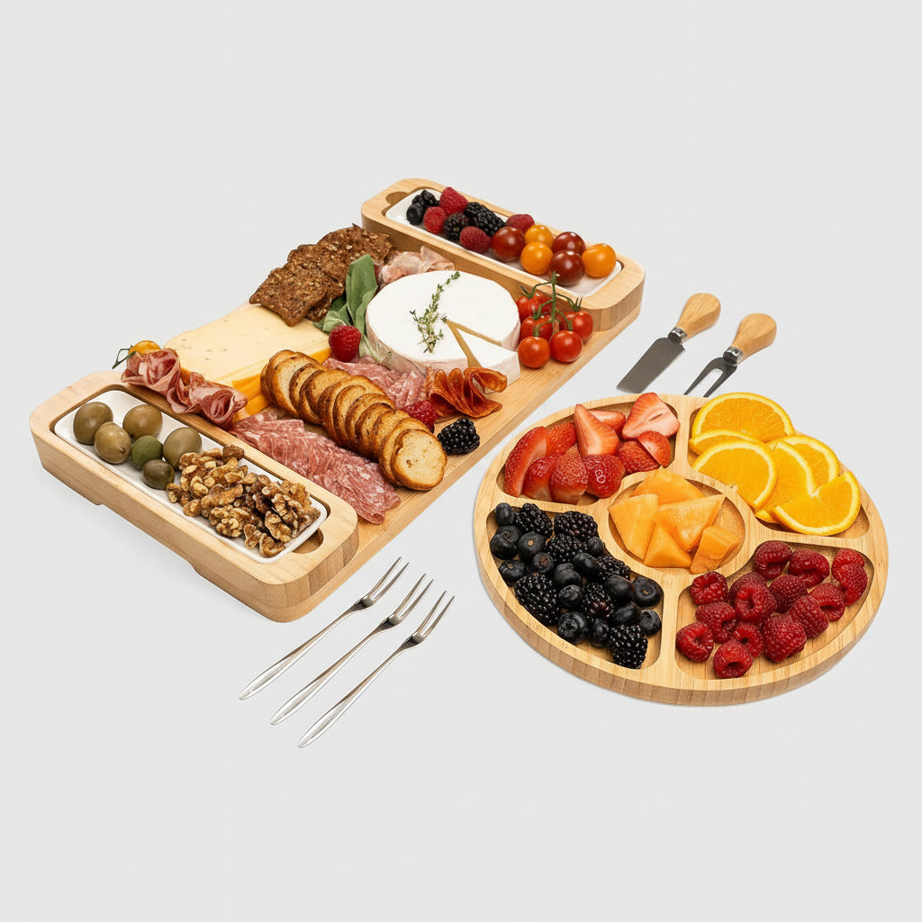 Set Tagliere Salumi Bambù Cassetto Nascosto Attrezzi