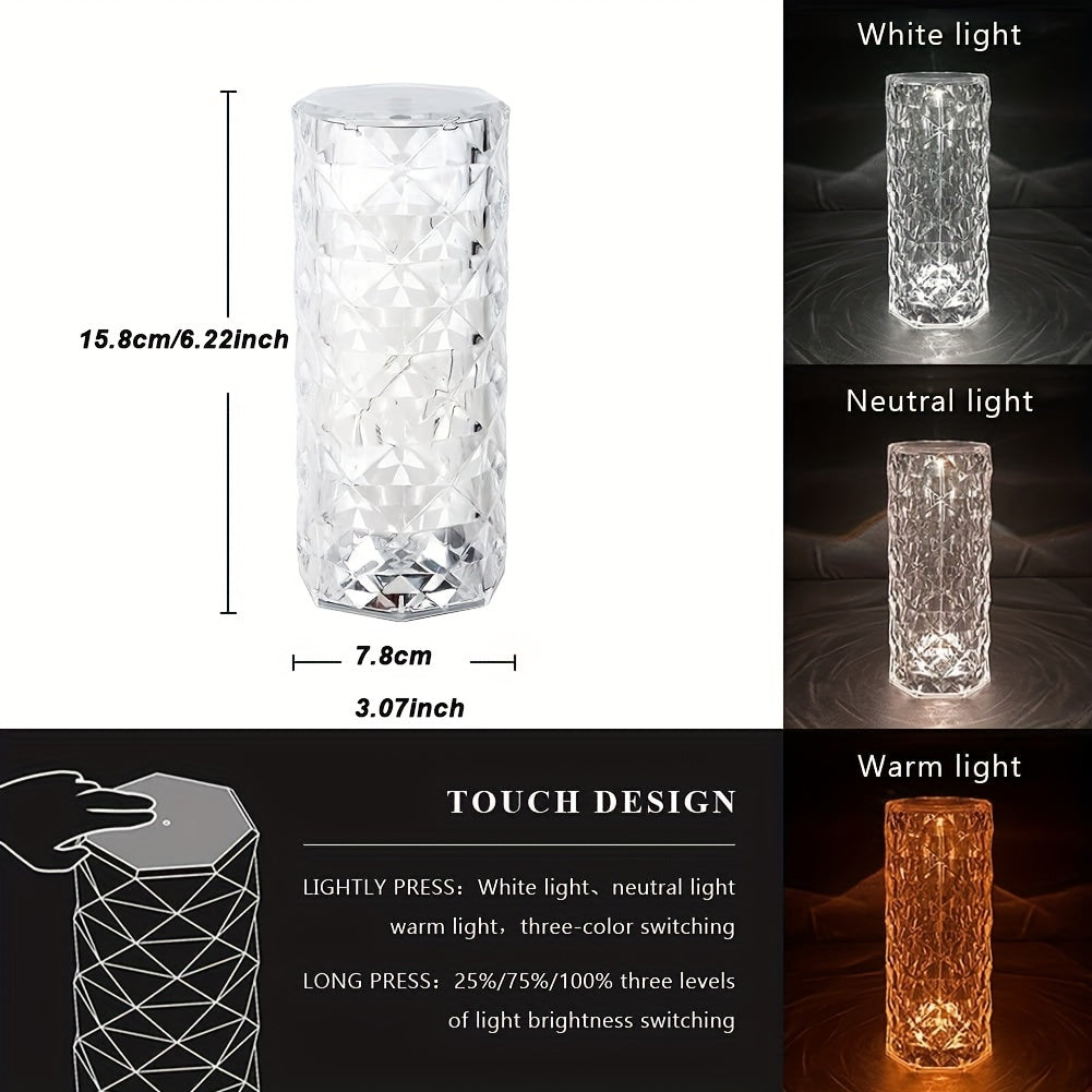 CrystalGlow - LED Crystal Table Lamp with Touch Control