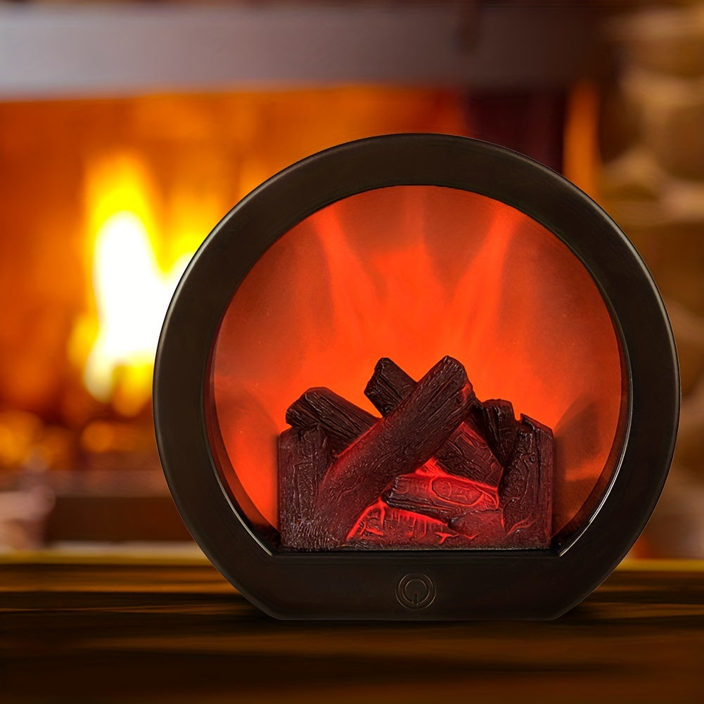 FlameGlow - Lampada a fiamma simulata a carbone con decorazione in stile retrò