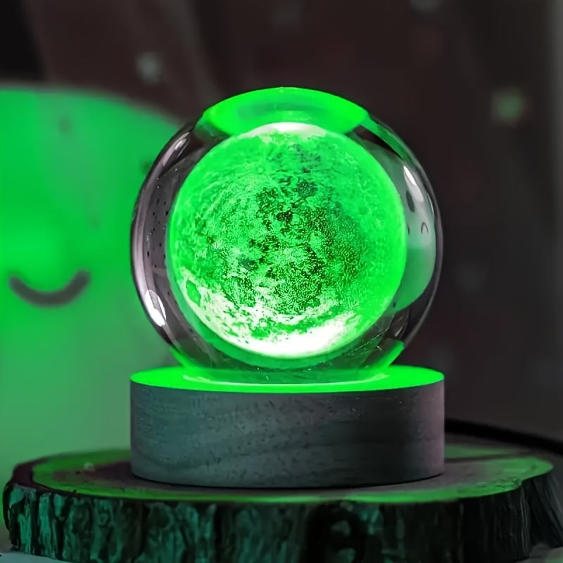 LumiSphere - 3D Crystal Ball LED Night Lamp with Wooden Base