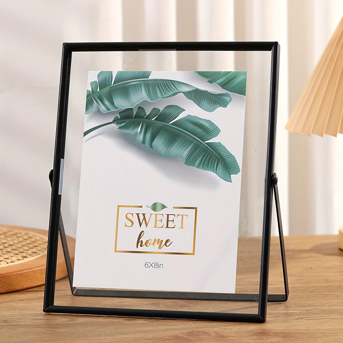 Elegante marco de fotos metálico - visualización de una sola foto de 10.16cm o 15.24cm, diseño moderno en dorado y negro para hogar y oficina