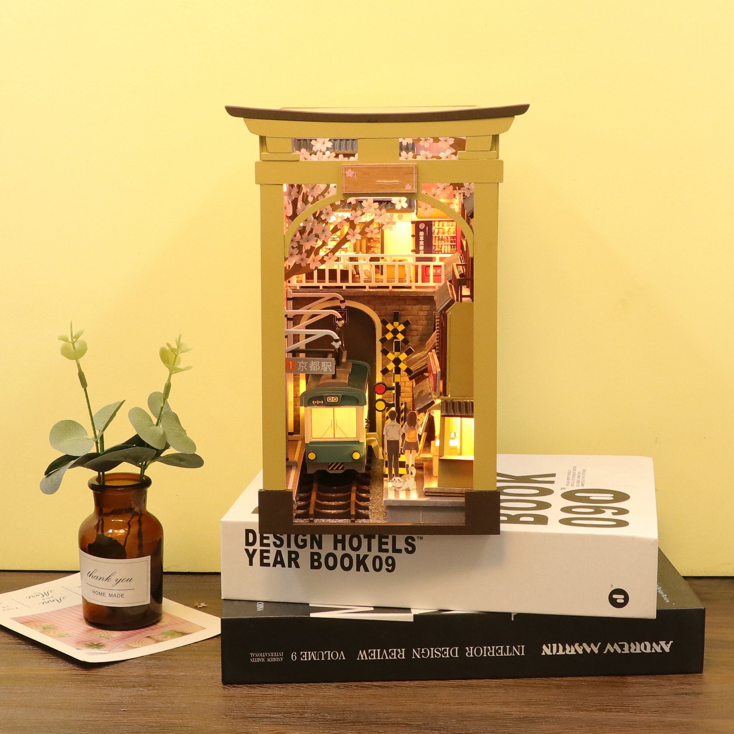 CherryBlossom - 3D Wooden Bookend Kit - Creative Japanese Architecture DIY