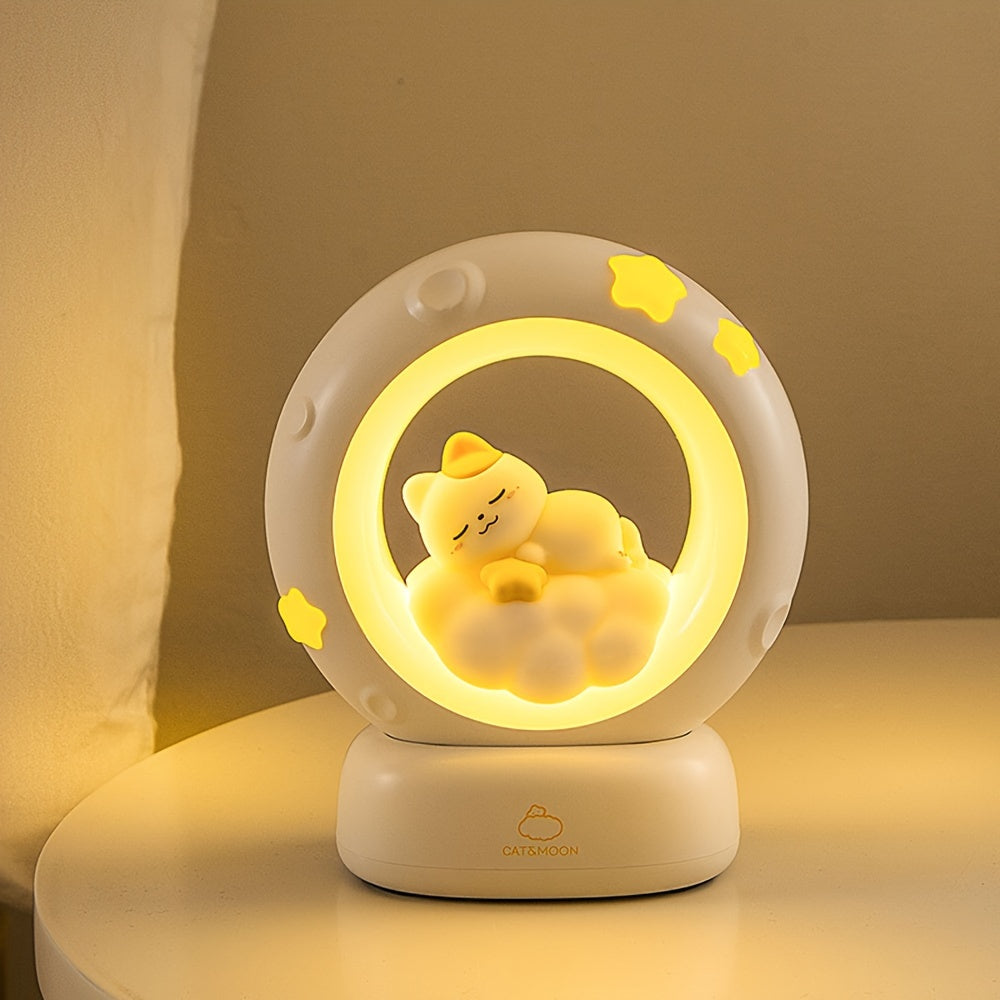 SleepyCat - Cute Cat Night Lamp with USB Rechargeable Battery and Dimmable Light