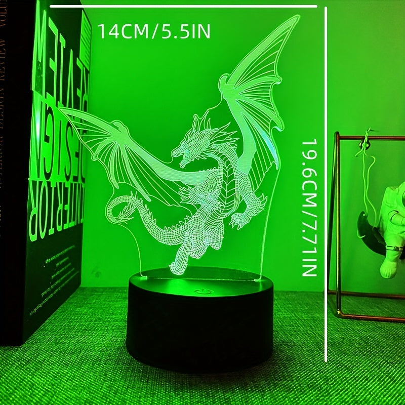 DinoLicht - Lámpara nocturna 3D de dinosaurio con control táctil, luz RGB