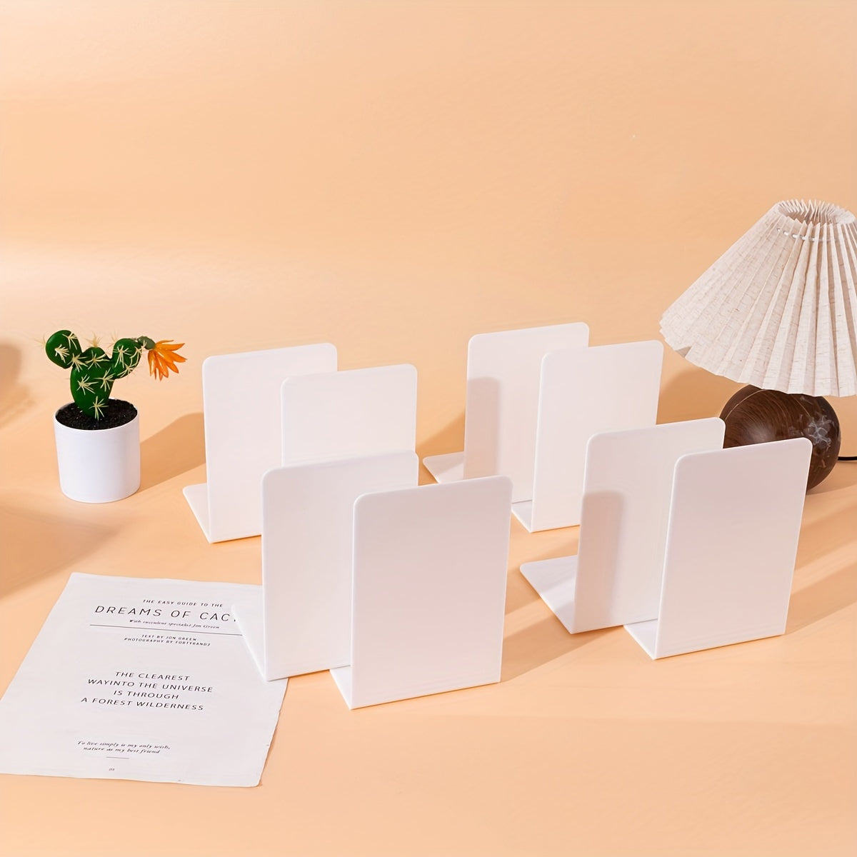 Conjunto de 8 Suportes de Livros em Forma de L - Material PP Durável, Organizador para Secretária e Estudantes