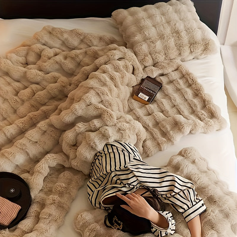 Coperta in Pile di Coniglio - Coperta Morbida e Calda per Divano, Letto, Ufficio e Viaggi - Ipoallergenica e Resistente agli Strappi