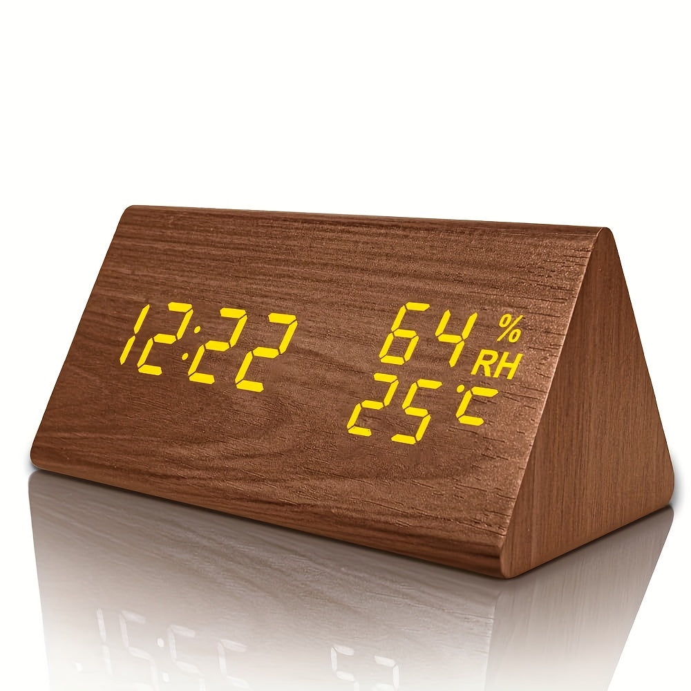 NatureClock - Reloj despertador de madera con visualización de temperatura y humedad