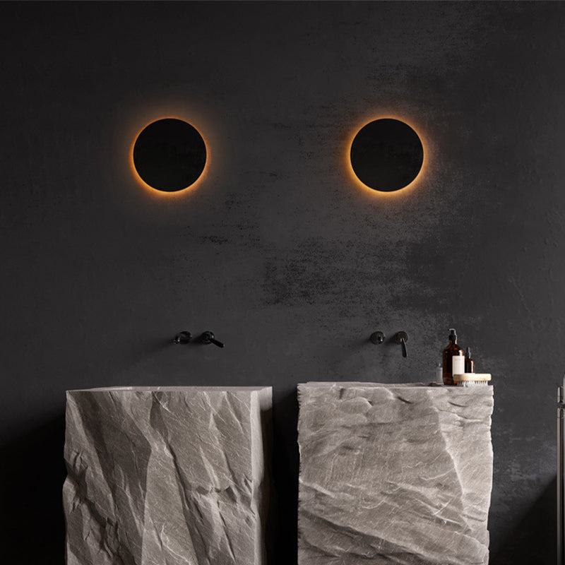 LunaGlow - Lámparas de pared LED minimalistas de metal negro para jardín y pasillo