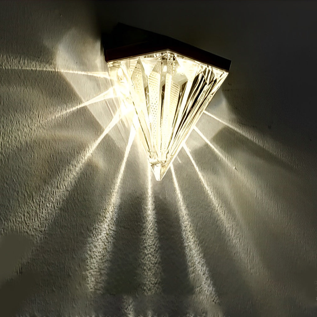 2 Pezzi Lampada da Parete Solare Nera Geometrica LED Impermeabile