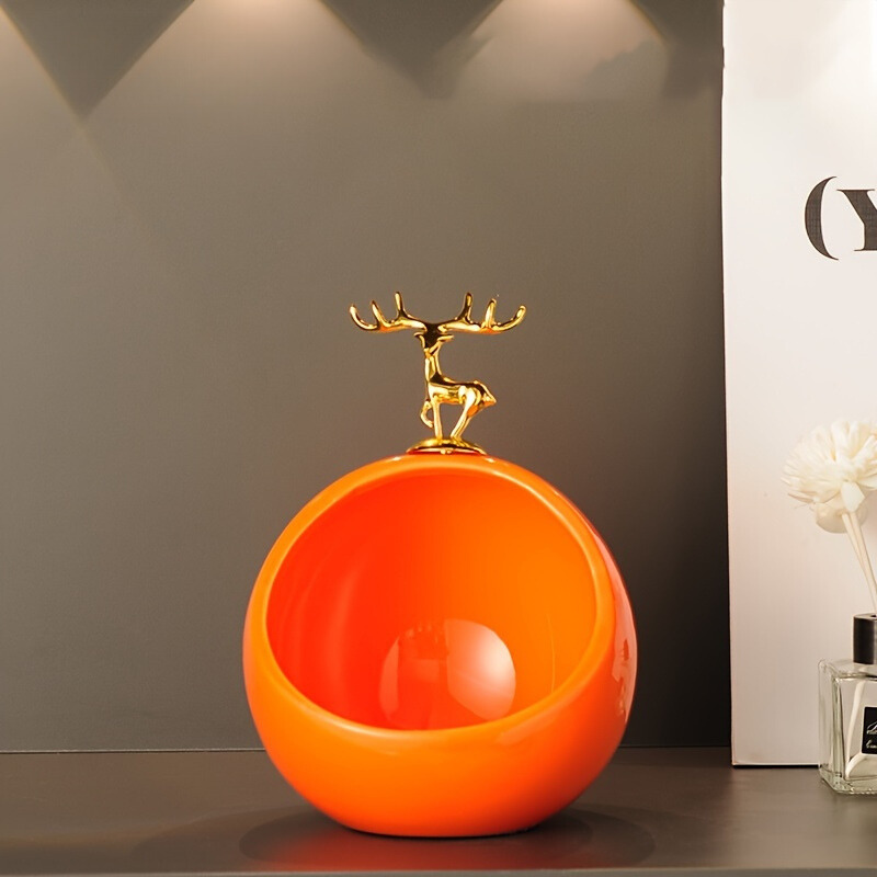DeerBox - Modern Ceramic Storage Bowl with Metal Deer Lid
