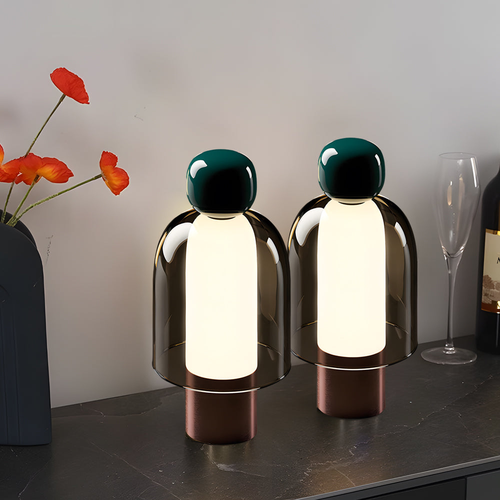 GlowFlow - Lampada da tavolo ricaricabile in vetro con dimmer LED
