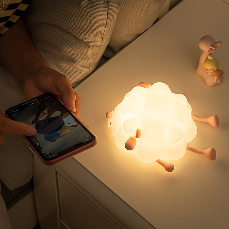 SheepGlow - Lampada Notturna LED Rosa a Forma di Pecora Ricaricabile USB