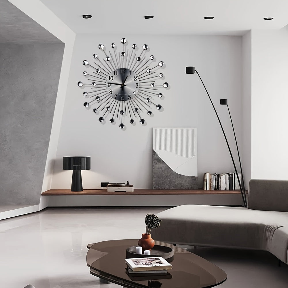LuxeTime - Reloj de pared silencioso con acentos de cristal