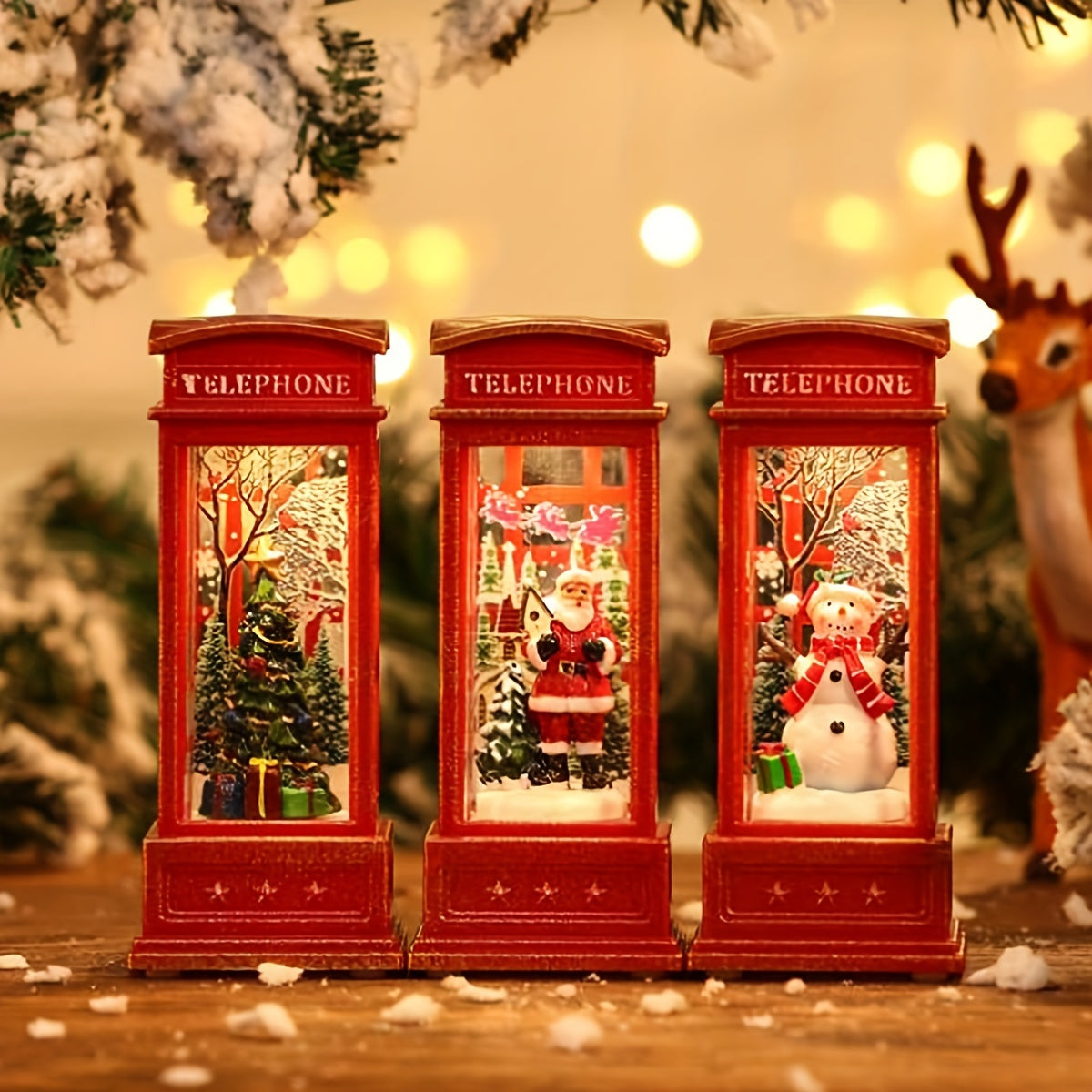 Christmas Phone - Decorative Christmas Phone Booth with Light
