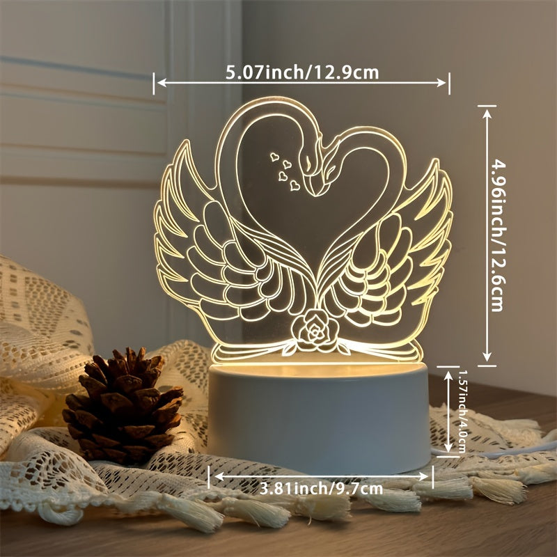 ZwaanLicht - USB Powered 3D LED Table Lamp with Acrylic Frame
