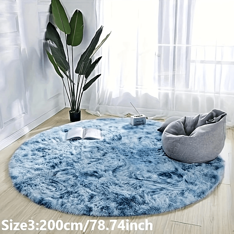 1pc Tappeto Rotondo in Peluche Tie-dye - Morbido e Caldo Tappeto Decorativo per Soggiorno, Camera da Letto e Yoga