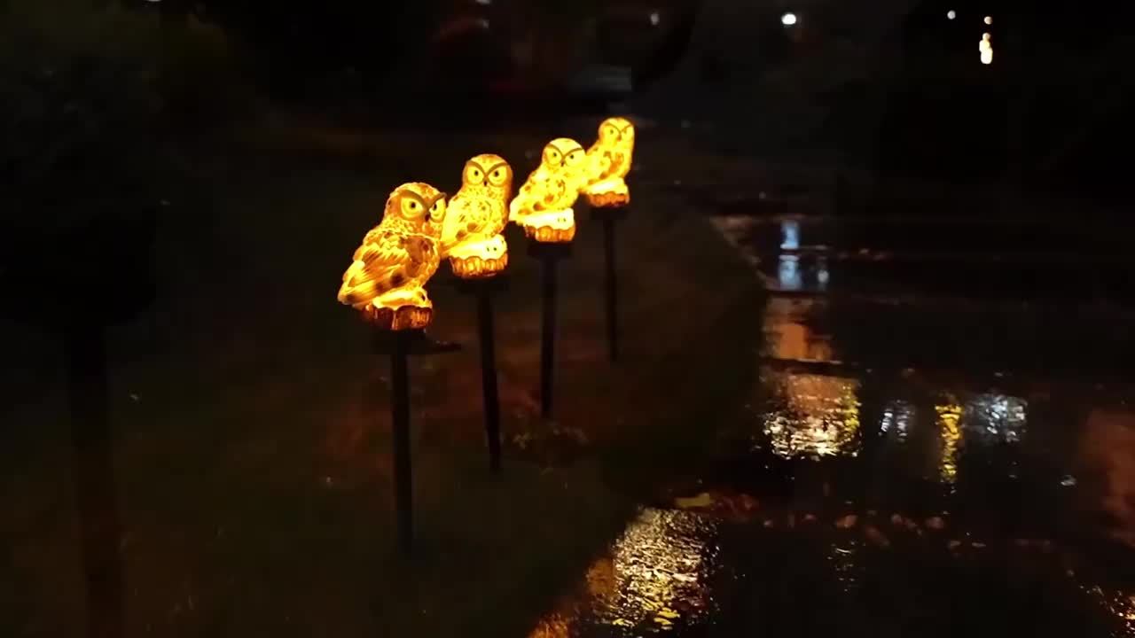 SolarOwl - Lâmpada Solar LED para Relvado, Decoração de Jardim com Design em Resina
