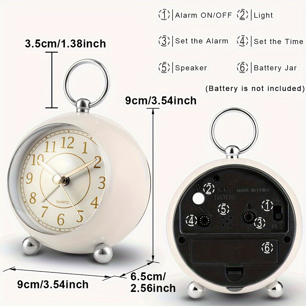 RetroTime - Silent Analog Alarm Clock with Night Light