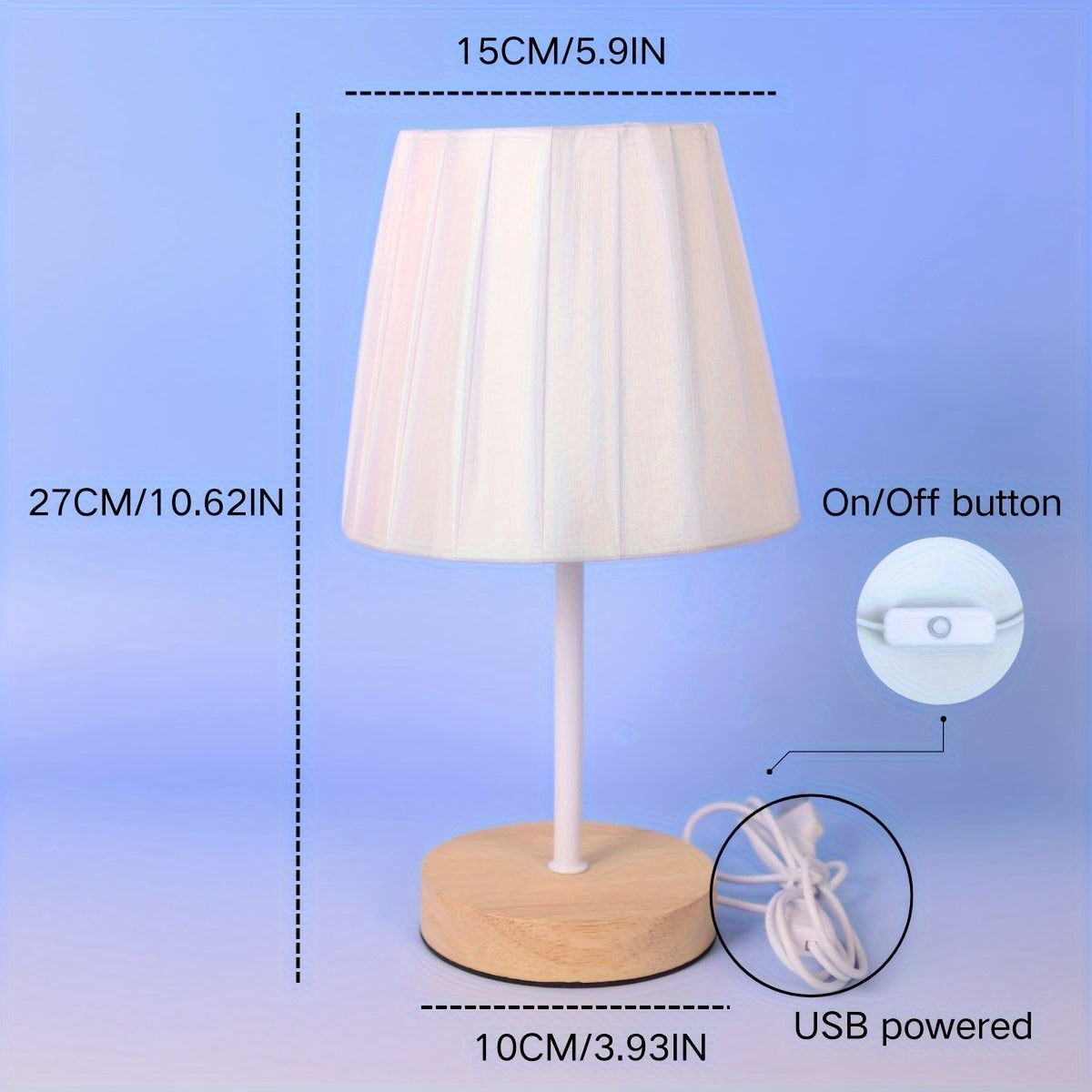 NordicLight - Modern Solid Wood Table Lamp with Linen Shade and USB