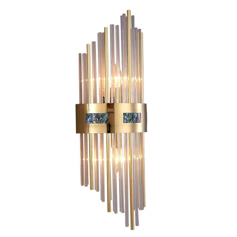 Candeeiro de Parede LED Crystal Kristal Dourado, Sala de Estar/Quarto, Metal/Acrílico