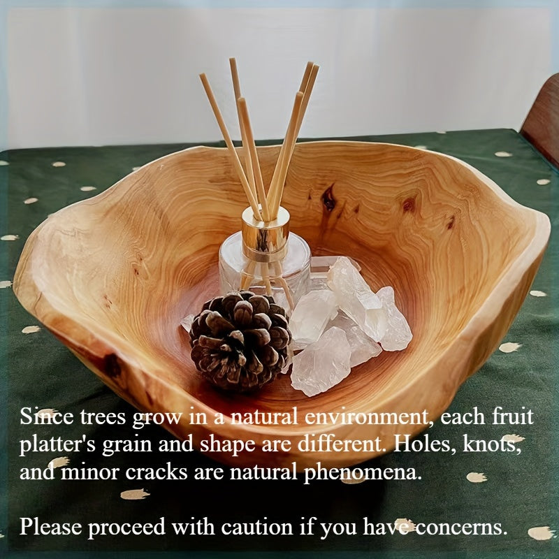 OctaWood-Fruitkom - Tigela Octogonal Maciça de Madeira para Casa e Restaurante